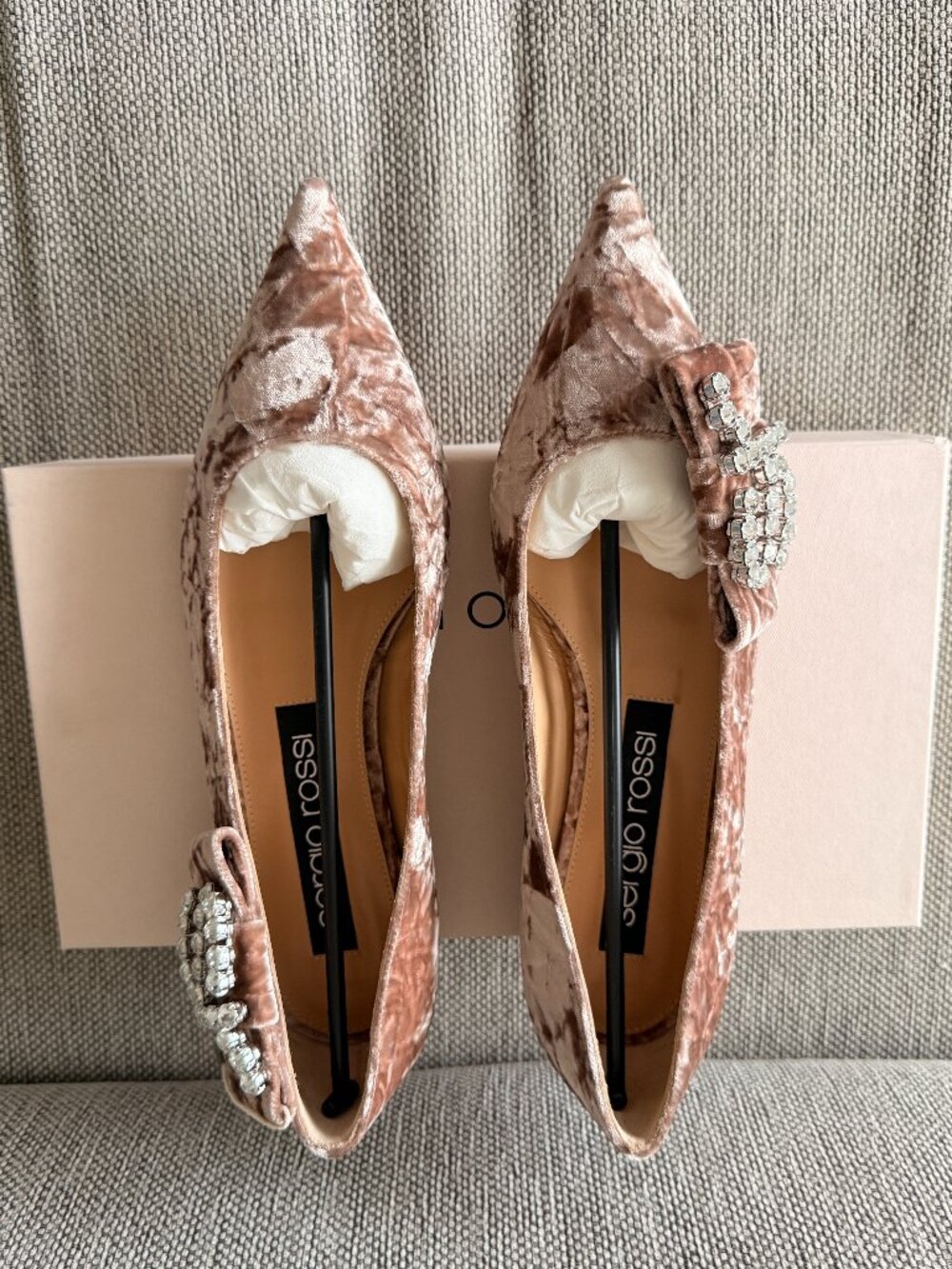 *BRAND NEW* Sergio Rossi SR Icona Bow-embellished Crushed Flats - Size 38